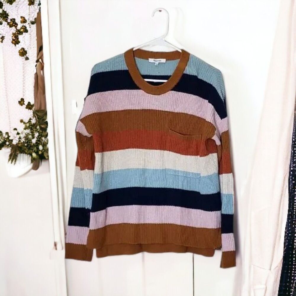 Madewell Thompson Pocket Pullover in Rainbow Stripe - Picture 4 of 9